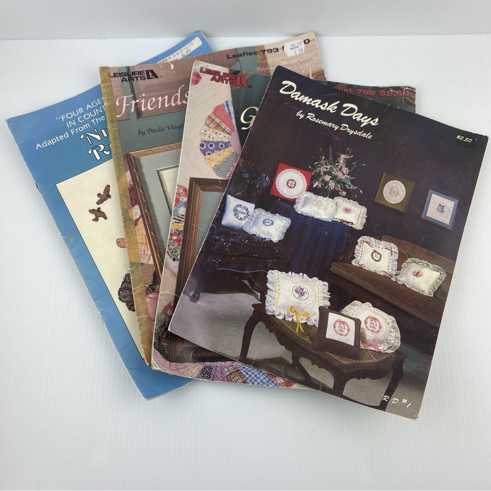 Lot of 4 Vintage Cross Stitch Pattern Booklets 1980's